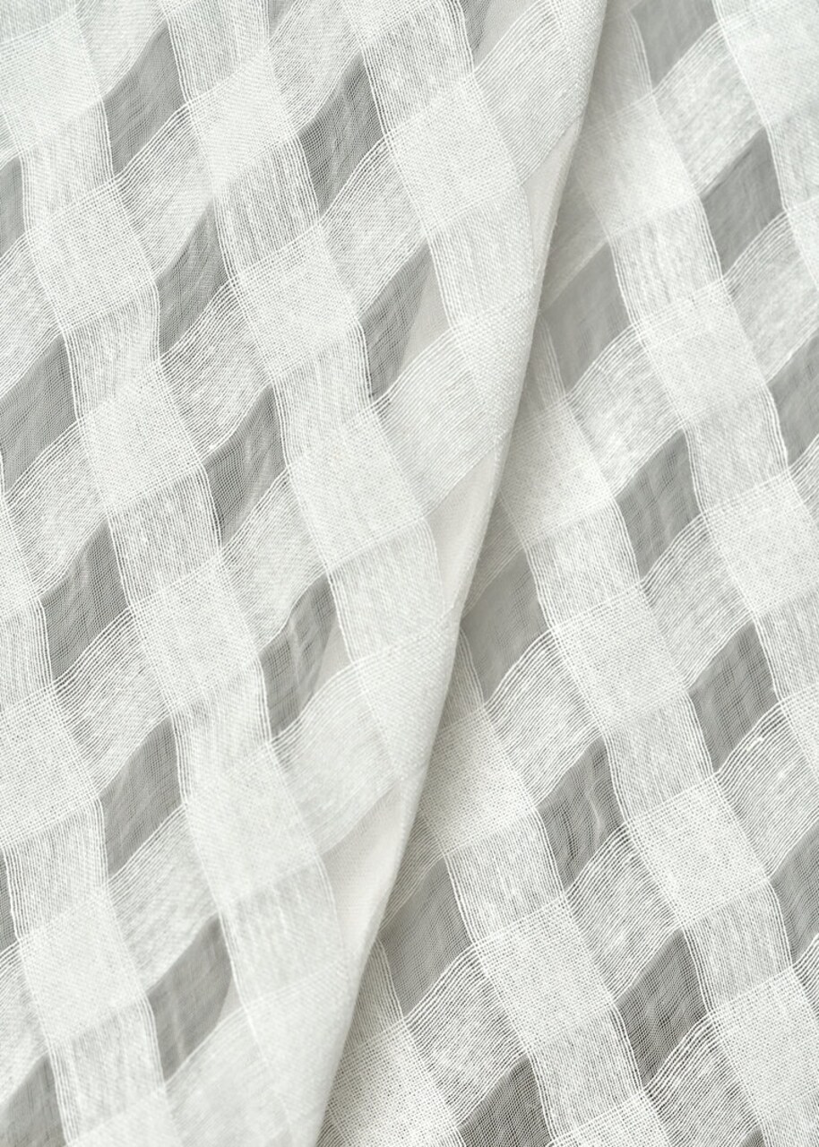1 Yard White Linen Rayon Spirit 1 Inch Checker Mesh Fabric Lightweight 60 Inch Width